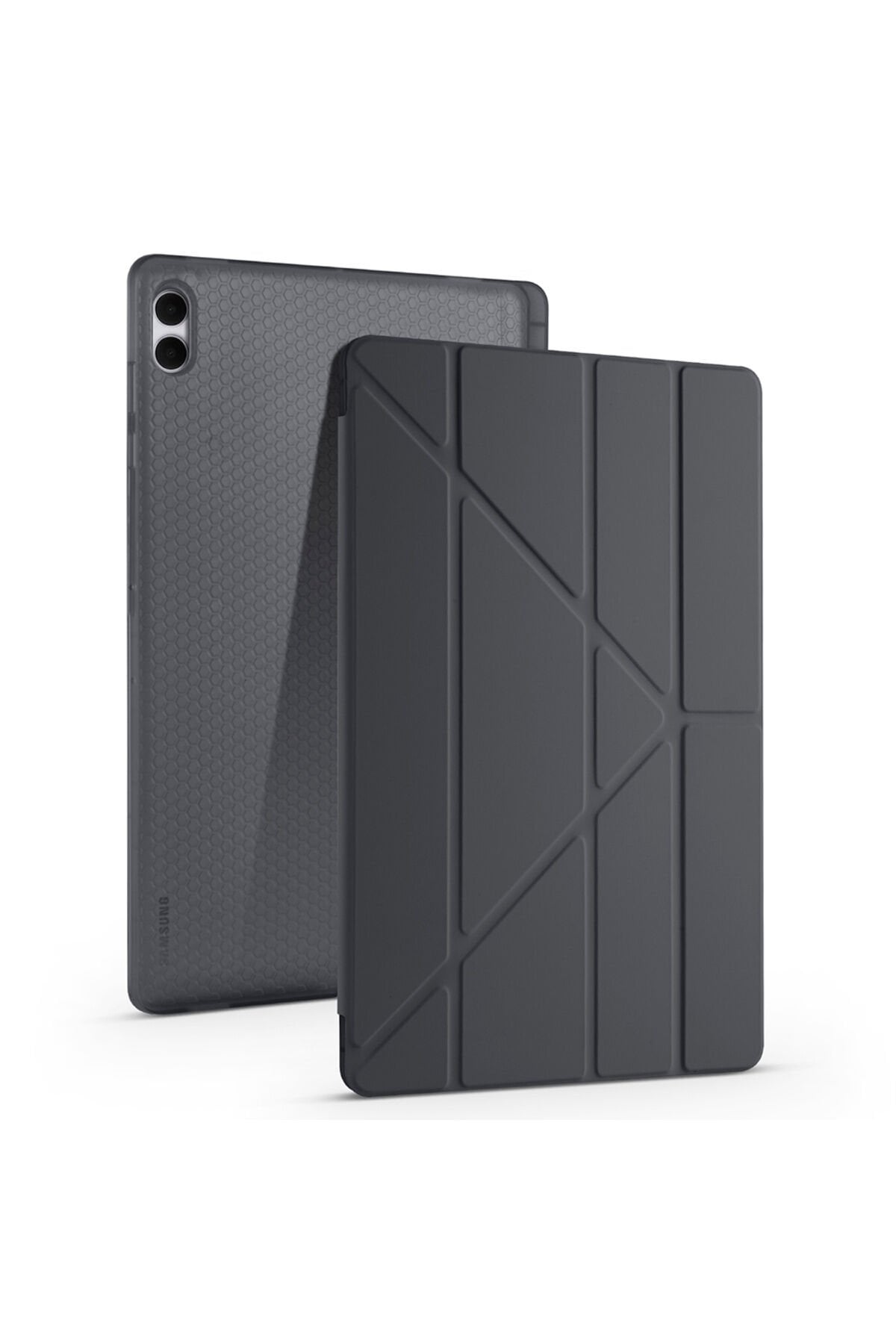 Galaxy Tab S11 Ultra Kılıf BSAY Tri Folding Kalem Bölmeli Standlı Kılıf - Rose Gold Siyah