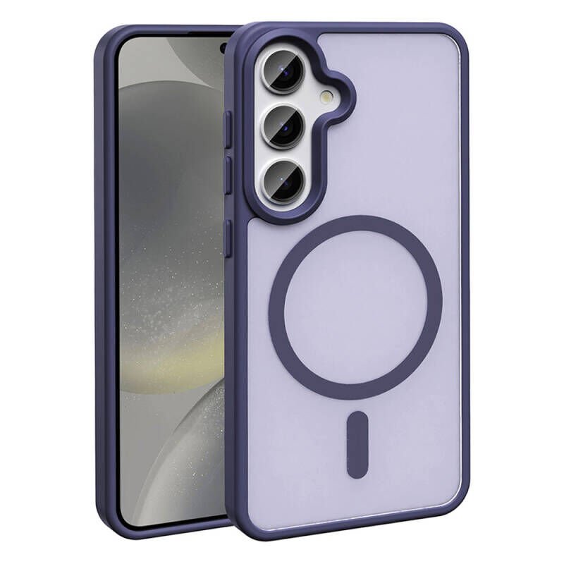 Galaxy S24 Plus Kılıf M-safe Şarj Özellikli Mat Arka Yüzey Zore Sio Kılıf Mor