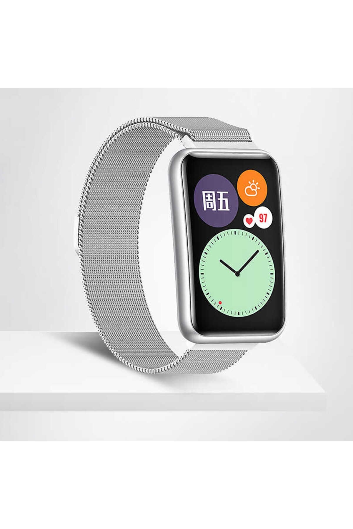 Huawei Watch Fit Metal Kordon Dönüştürücü BSAY- Siyah Gümüş