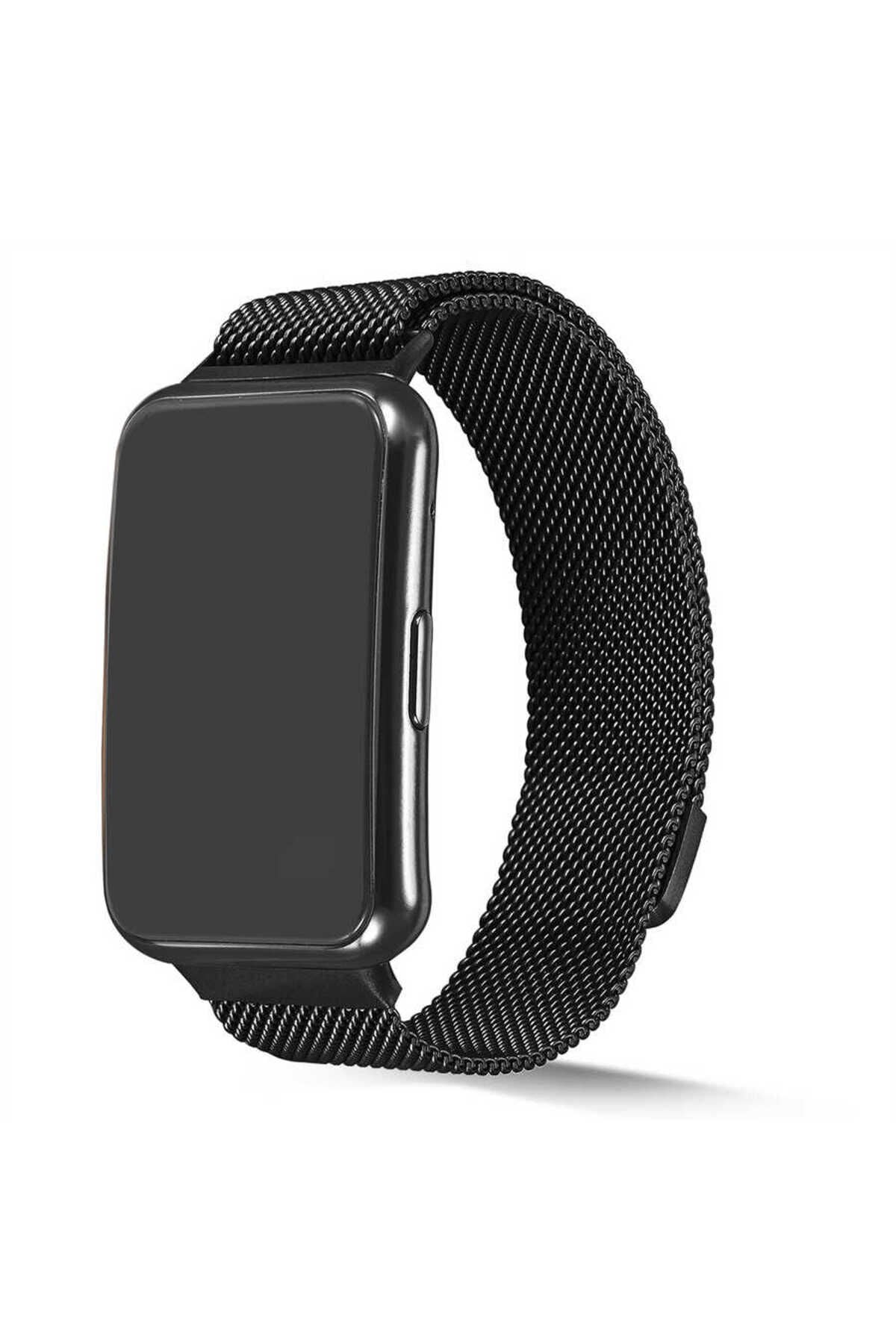 Huawei Watch Fit Uyumlu KRD-01 Metal BSAY Kordon-Siyah Siyah