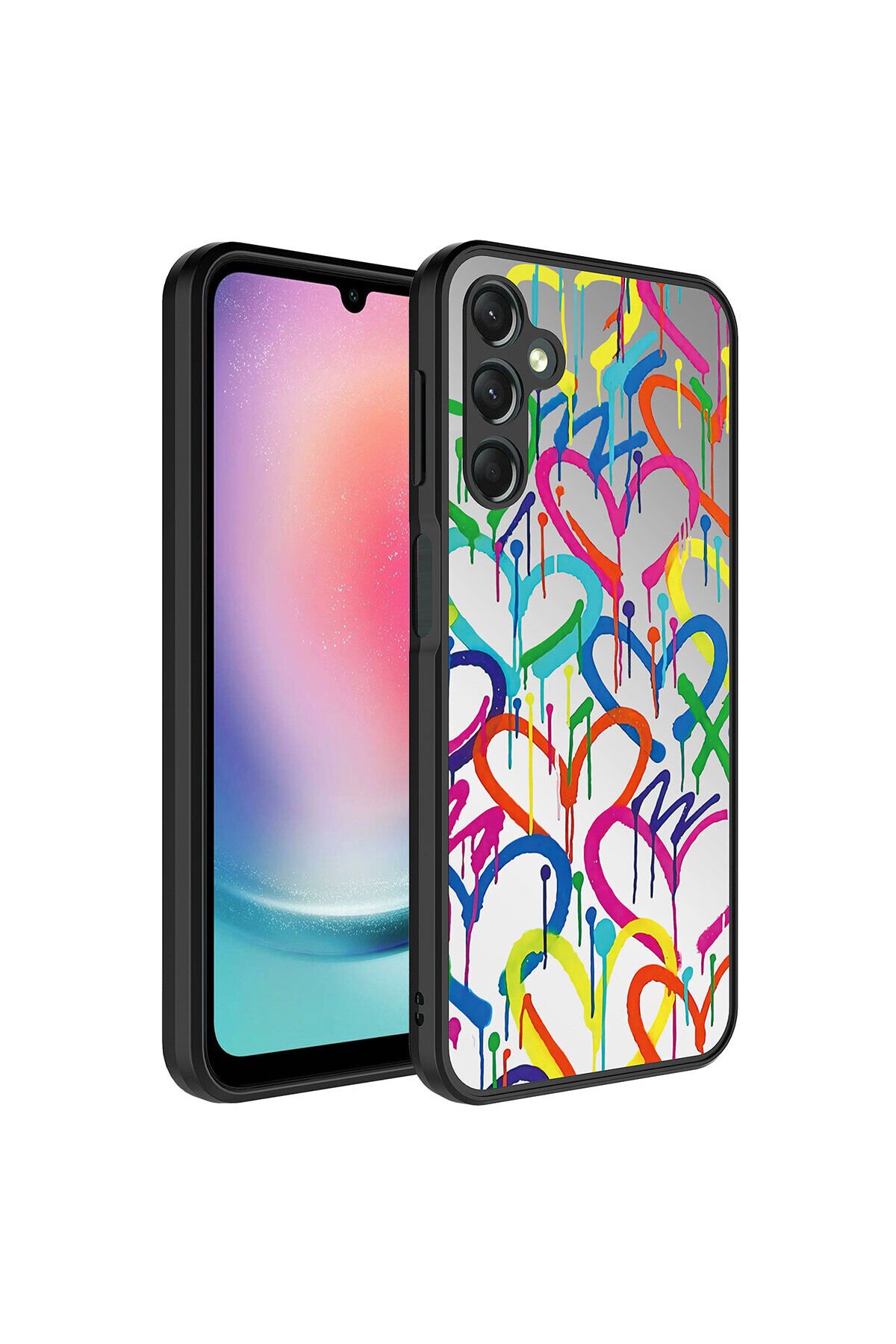 Galaxy A14 Kılıf Aynalı Desenli Kamera Korumalı Parlak BSAY Mirror Kapak - Yazı Yazı