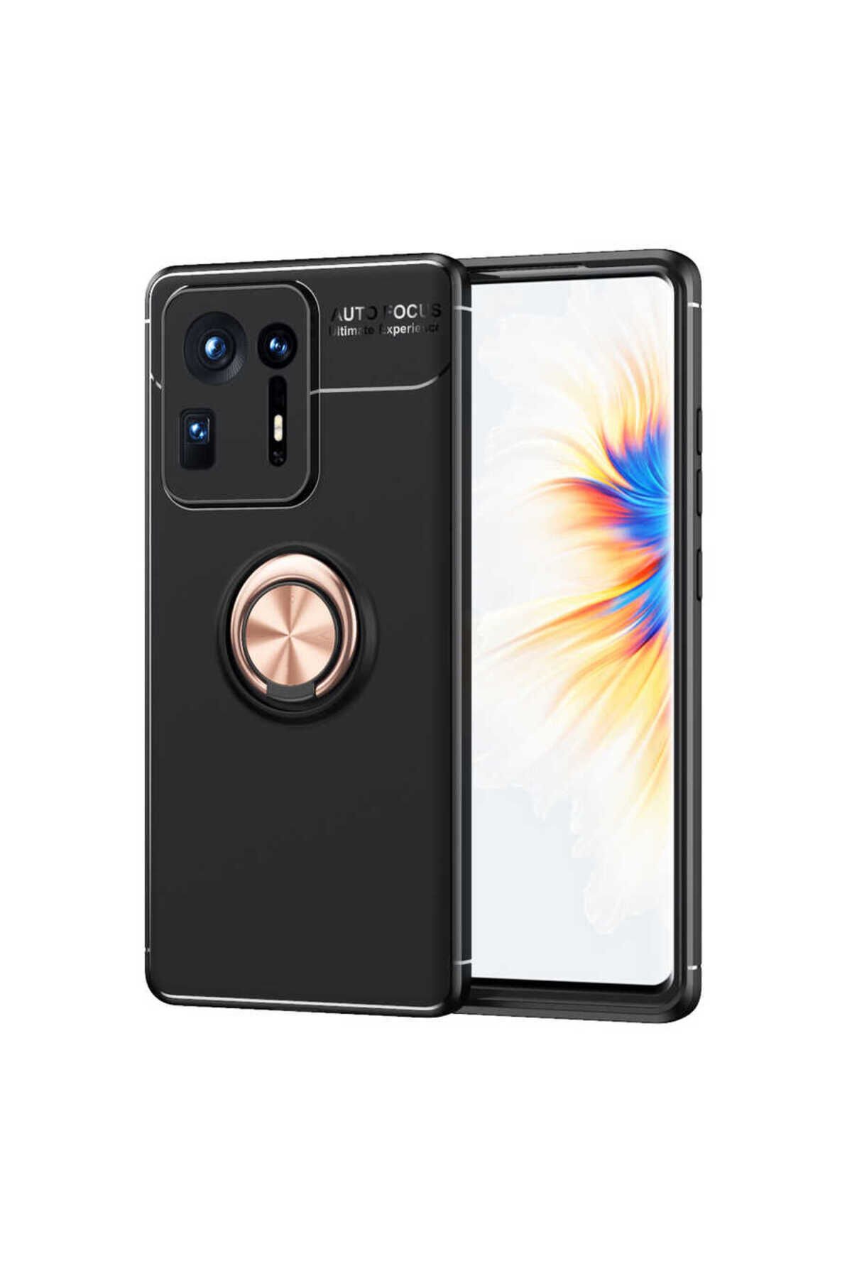 Mi Mix 4 Kılıf BSAY Ravel Silikon Kapak - Mavi Siyah-Rose Gold