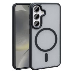 Galaxy S24 Kılıf M-safe Şarj Özellikli Mat Arka Yüzey Zore Sio Kılıf Gri