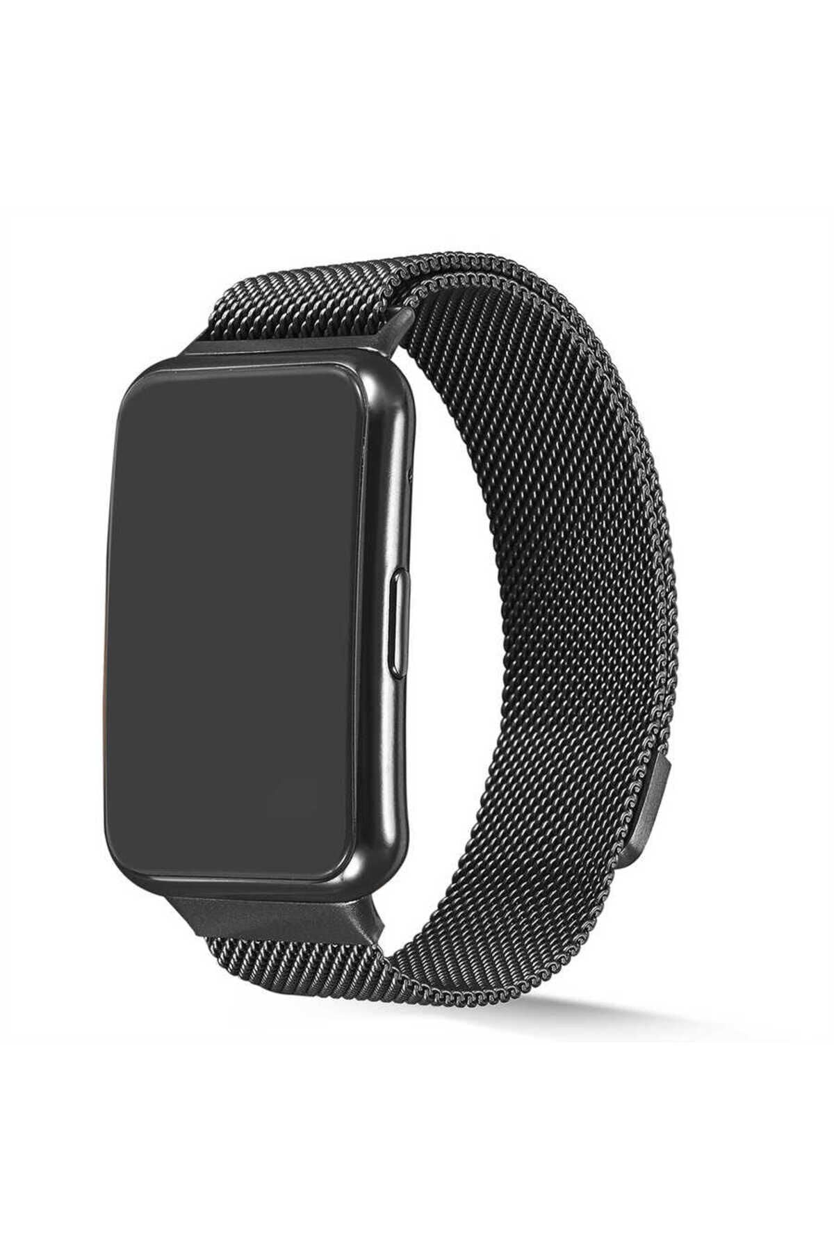Huawei Watch Fit Uyumlu KRD-01 Metal BSAY Kordon-Siyah Gri