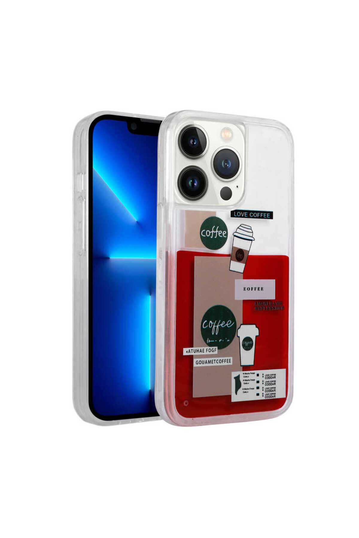 iPhone 13 Pro Max Uyumlu Desenli Sıvılı GZST Drink Silikon Kılıf-NO1 No1