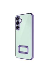 Galaxy S23 FE Uyumlu Kamera Korumalı Logo Gösteren BSAY Omega Kılıf-Lila Siyah