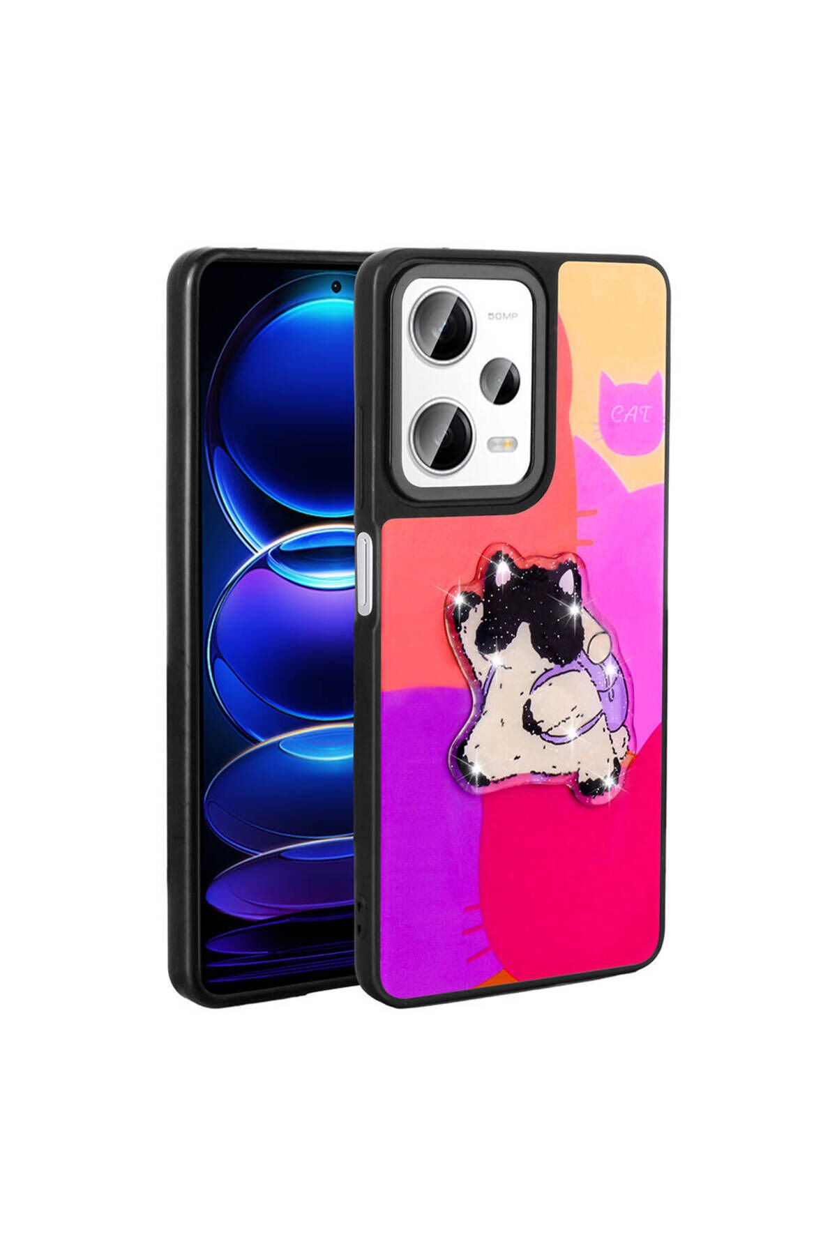 Redmi Note 12 Pro Plus 5G Kılıf Parlayan Kabartmalı İkonik Figürlü SBT Amas Silikon Kapak - Mor Mor