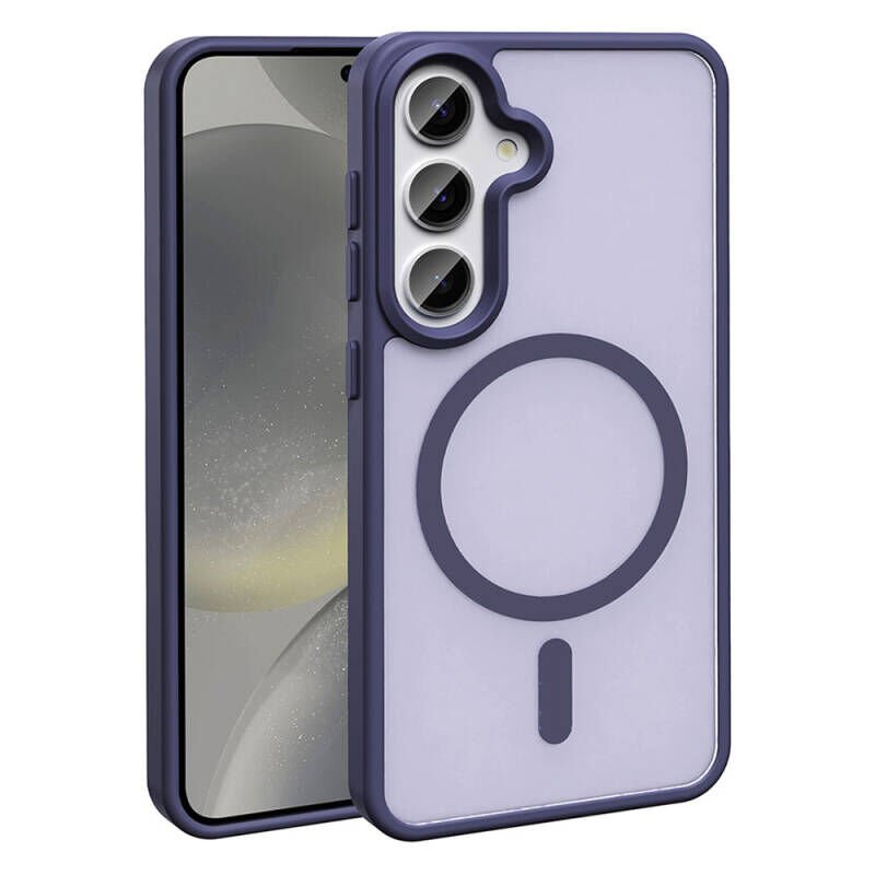 Galaxy S24 Kılıf M-safe Şarj Özellikli Mat Arka Yüzey Zore Sio Kılıf Mor