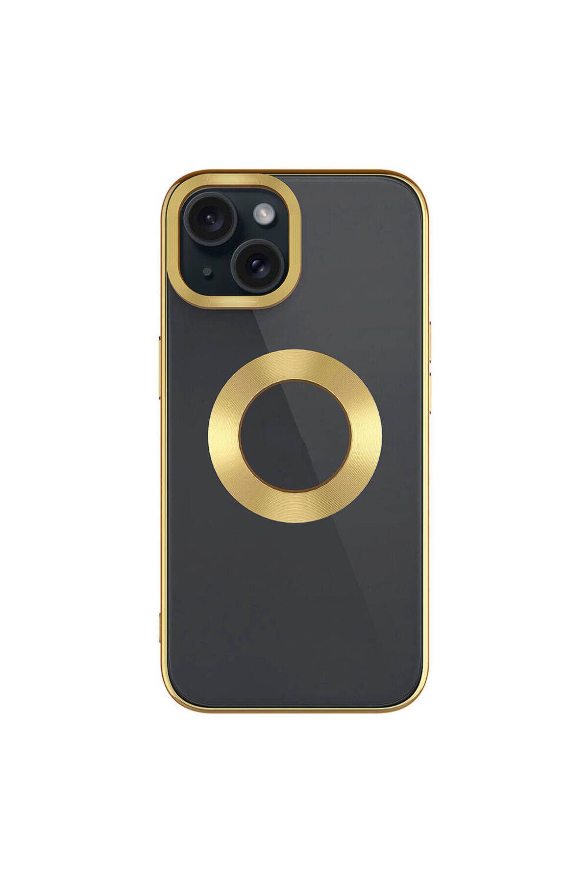 iPhone 15 Uyumlu Tek Kamera Çerçeveli Logo Gösteren BSAY Omega Kılıf-Rose Gold Lila
