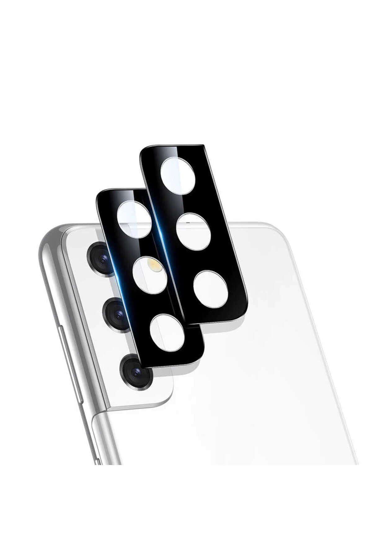 Galaxy S21 Uyumlu ASMA Kamera Koruyucu Cam Filmi-Siyah Siyah