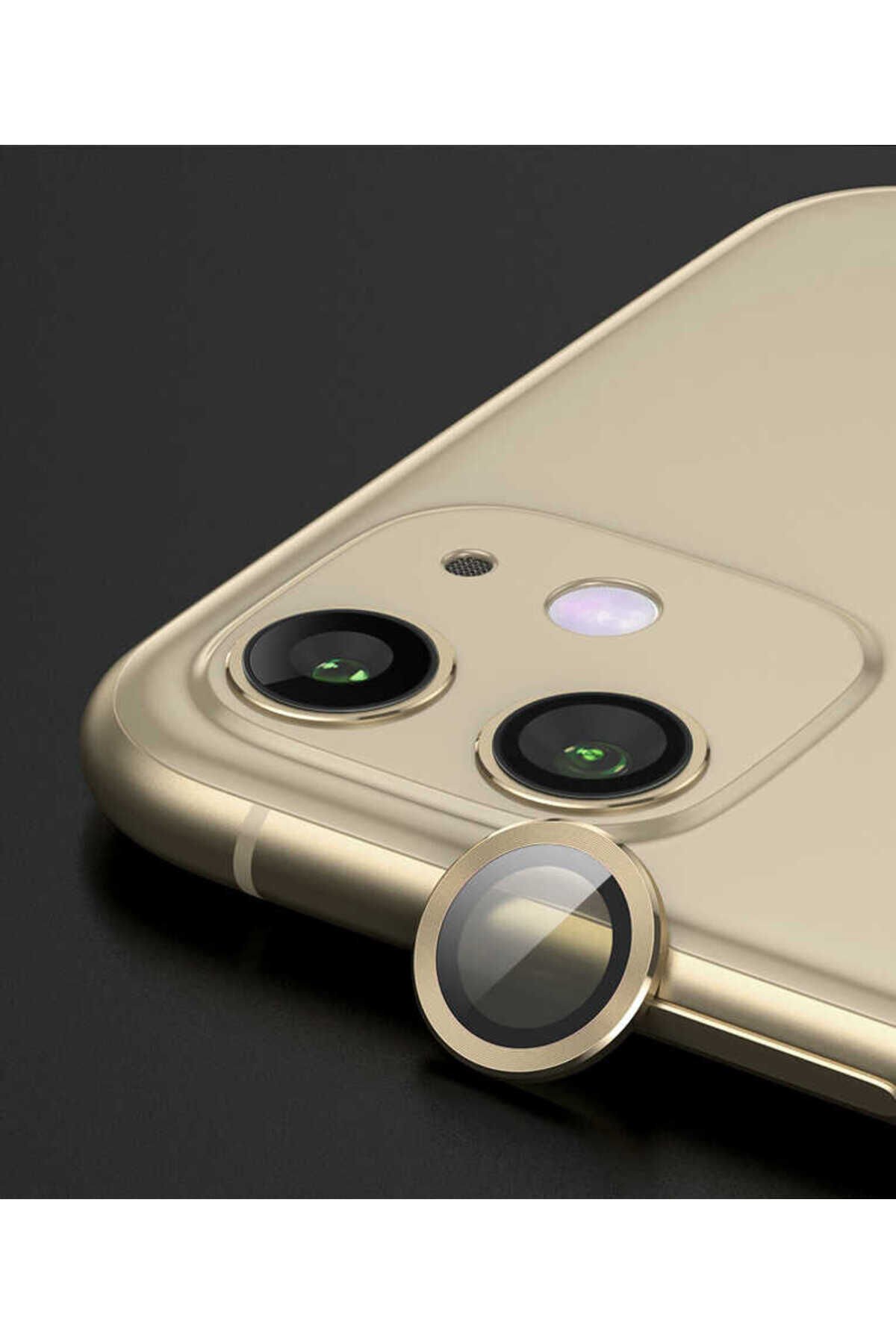iPhone 12 Uyumlu BSAY CL-07 Kamera Koruyucu-Gold