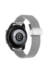Huawei GT2 46mm Uyumlu KRD-85 22mm Metal BSAY Kordon-Gümüş Siyah