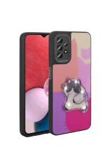 Galaxy A13 4G Kılıf Parlayan Kabartmalı İkonik Figürlü BSAY Amas Silikon Kapak - Pembe Mor