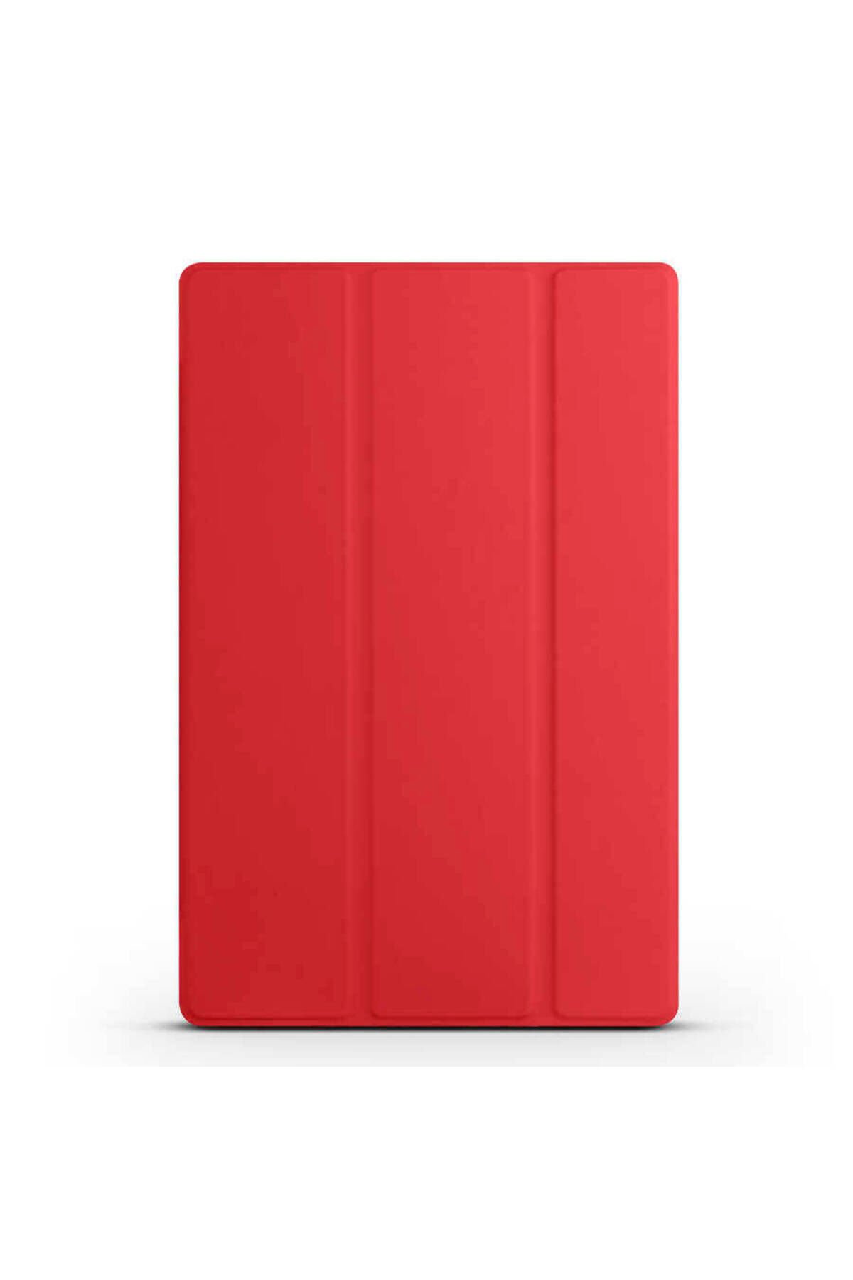 Galaxy Tab S9 FE Plus Uyumlu BSAY Smart Cover Standlı 1-1 Kılıf-Pembe Kırmızı