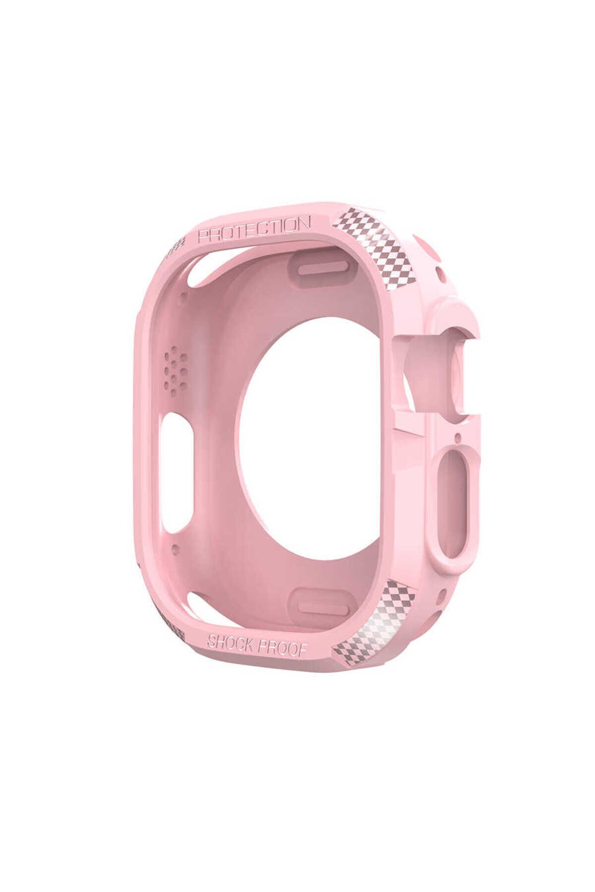 Watch Ultra 49mm Silikon TPU Kasa Koruyucu BSAY Watch Gard 17 - Pembe Pembe