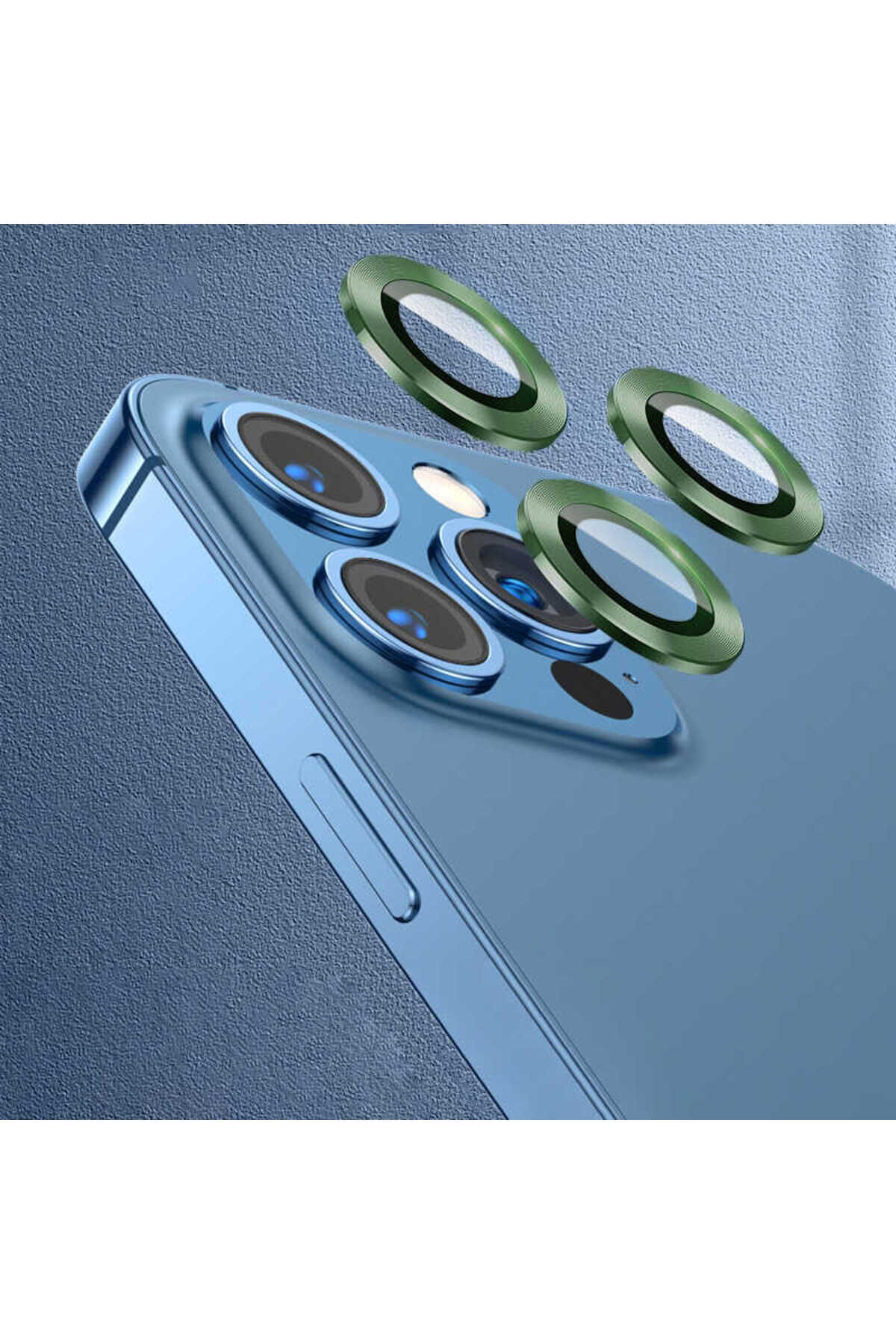 iPhone 12 Pro Uyumlu BSAY CL-07 Kamera Koruyucu-Koyu Yeşil