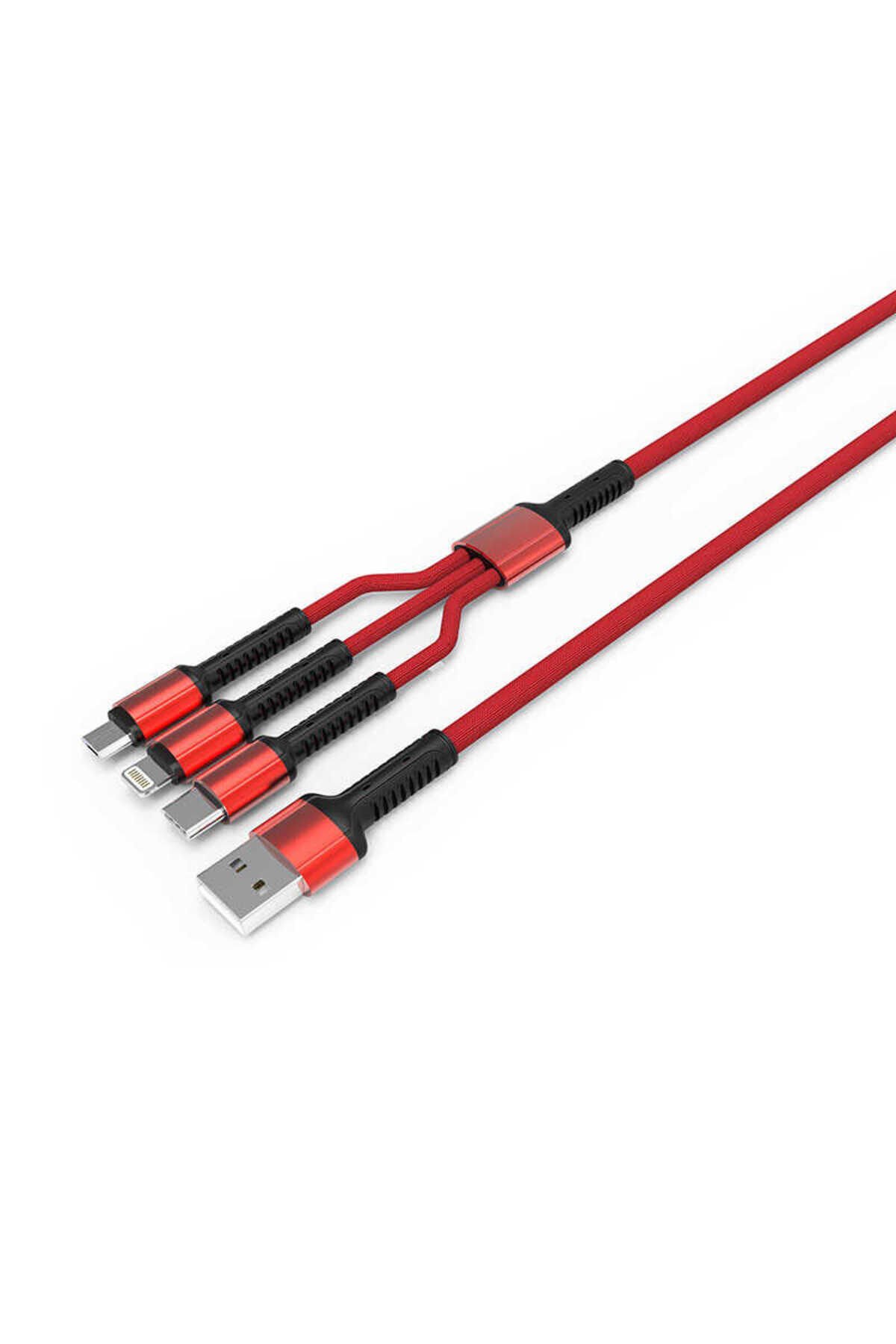 Kırmızı LC93 3 in 1 Usb Kablo-BSAY Kırmızı