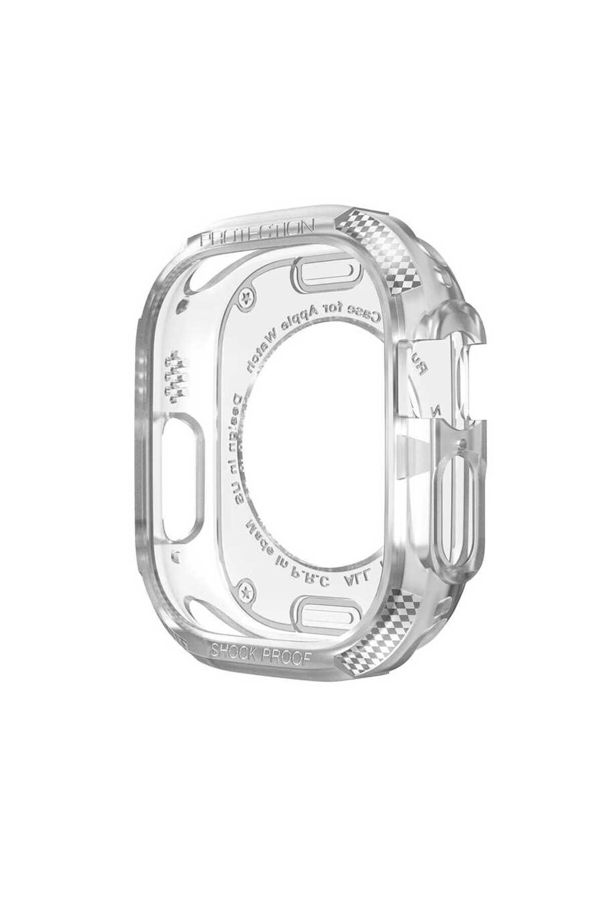 Watch Ultra 49mm Silikon TPU Kasa Koruyucu BSAY Watch Gard 17 - Pembe Şeffaf