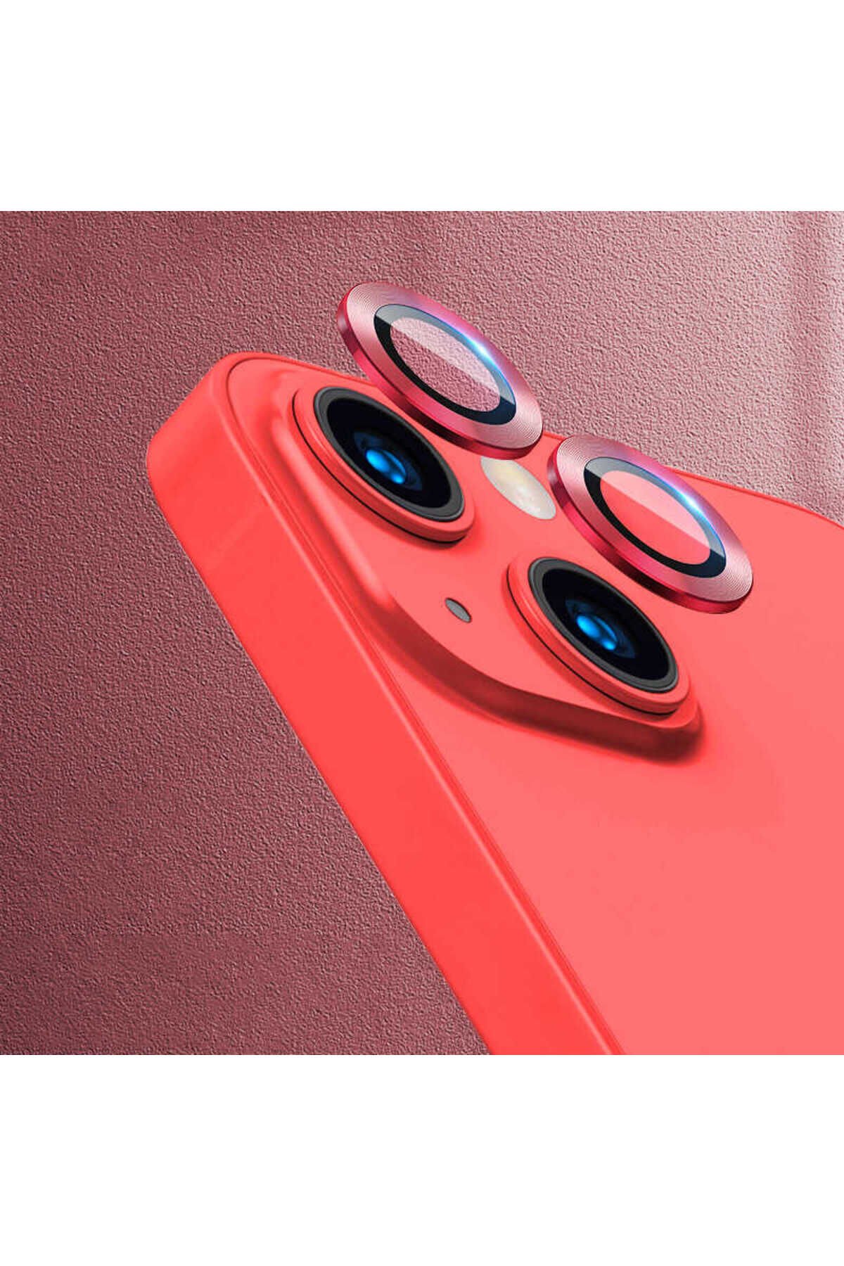 iPhone 13 Mini Uyumlu BSAY CL-07 Kamera Koruyucu-Kırmızı