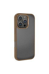 iPhone 16 Pro Kılıf Karbon Fiber Görünümlü Parlak Kamera Çerçeveli Zore Venus Kapak-Siyah Siyah