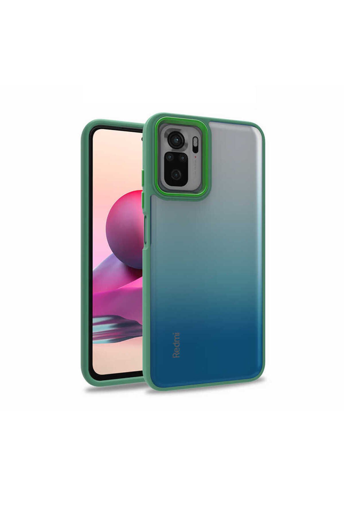 Poco M5S Kılıf BSAY Flora Kapak - Kırmızı Yeşil