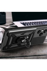 Honor 400 Pro Kılıf Magnetik Standlı Kamera Korumalı Sürgülü Vega Kapak Mavi