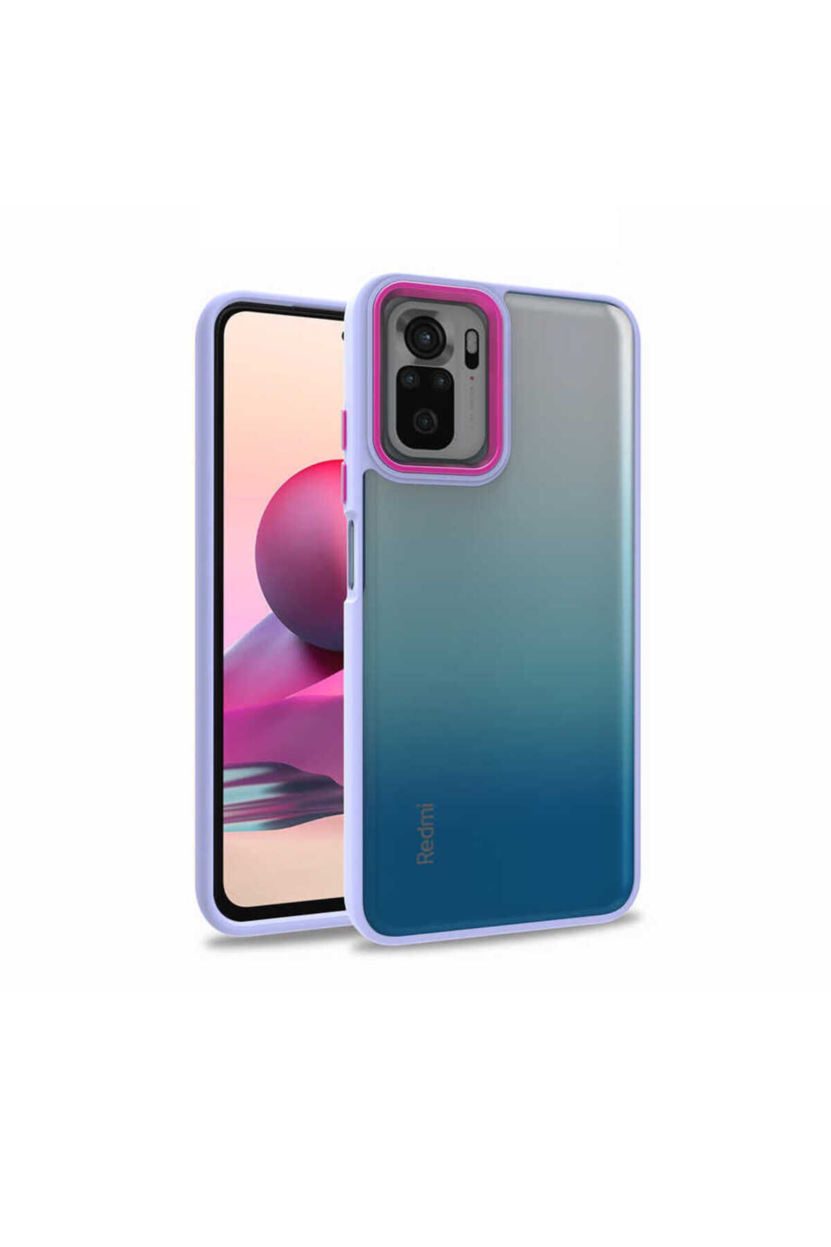 Poco M5S Kılıf BSAY Flora Kapak - Kırmızı Lila