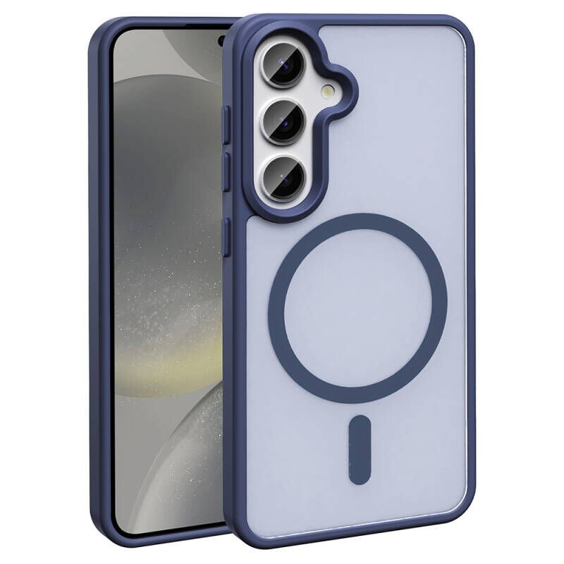 Galaxy S23 FE Kılıf M-safe Şarj Özellikli Mat Arka Yüzey Zore Sio Kılıf Lacivert