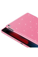 iPad Pro 10.5 (7 Nesil) Simli Parlak Görünümlü Uyumlu BSAY Tablet Koton Kılıf-Pembe Lila