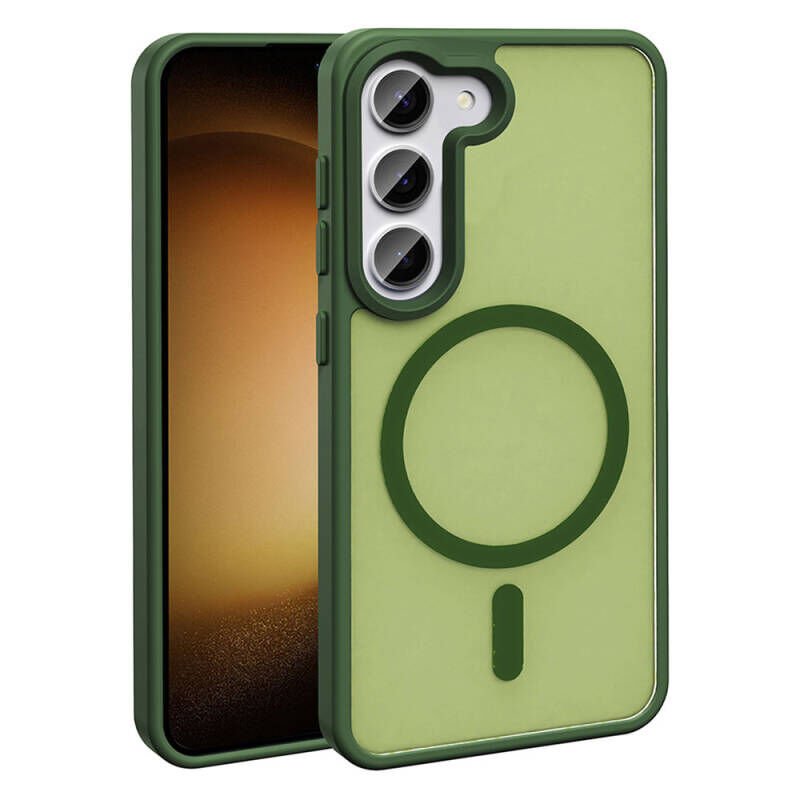 Galaxy S23 Kılıf M-safe Şarj Özellikli Mat Arka Yüzey Zore Sio Kılıf Lacivert