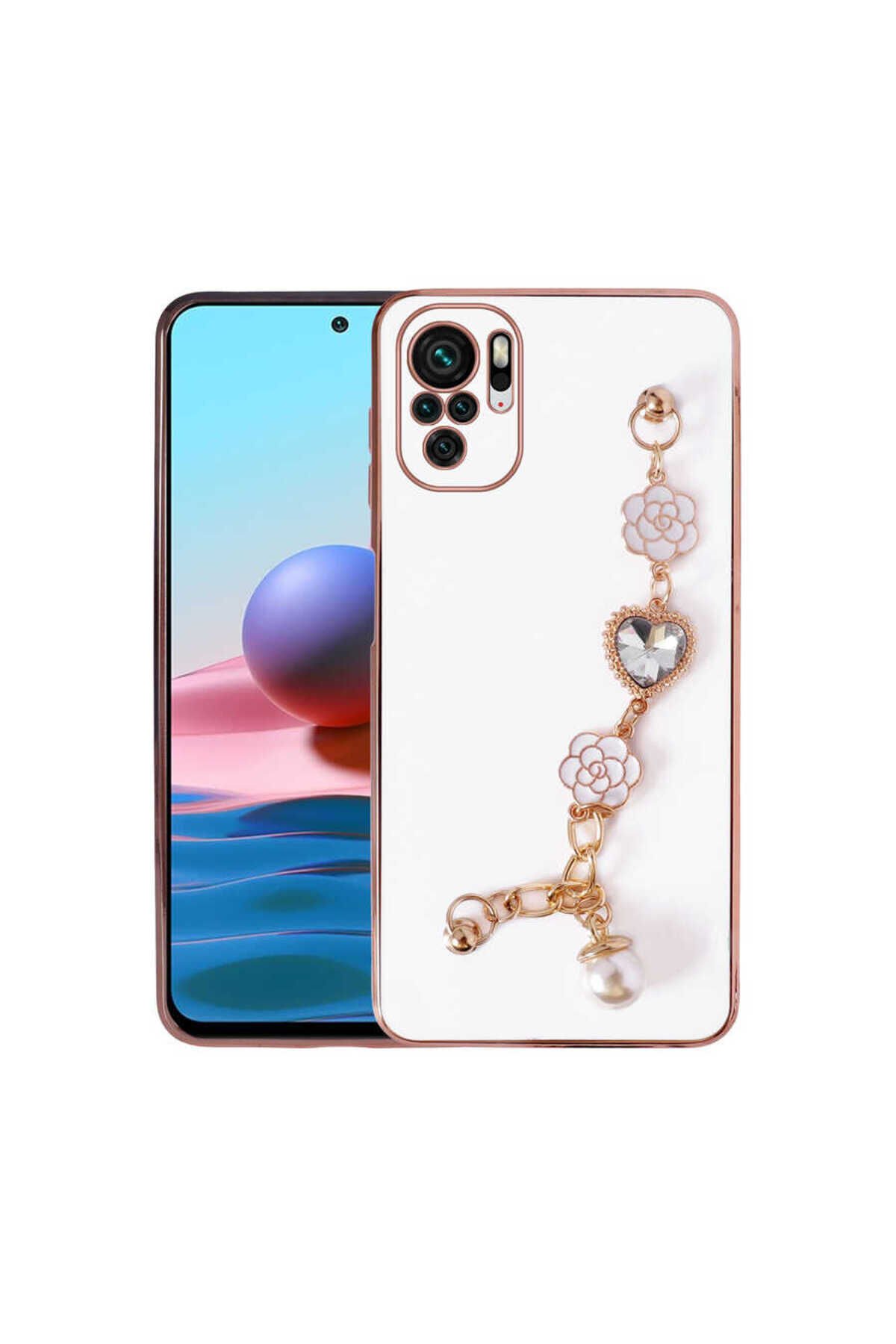 Poco M5S Kılıf El Tutamaçlı Kamera Korumalı BSAY Taka Silikon Kapak - Beyaz Beyaz