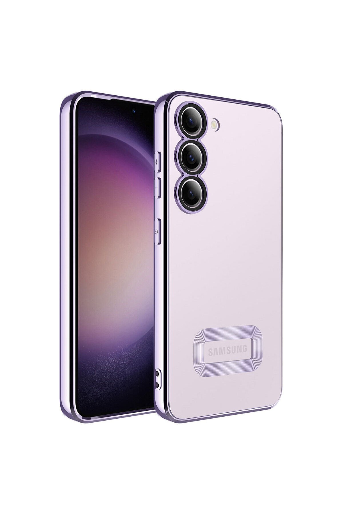 Galaxy S23 Uyumlu Kamera Korumalı Logo Gösteren BSAY Omega Kılıf-Sierra Mavi Lila