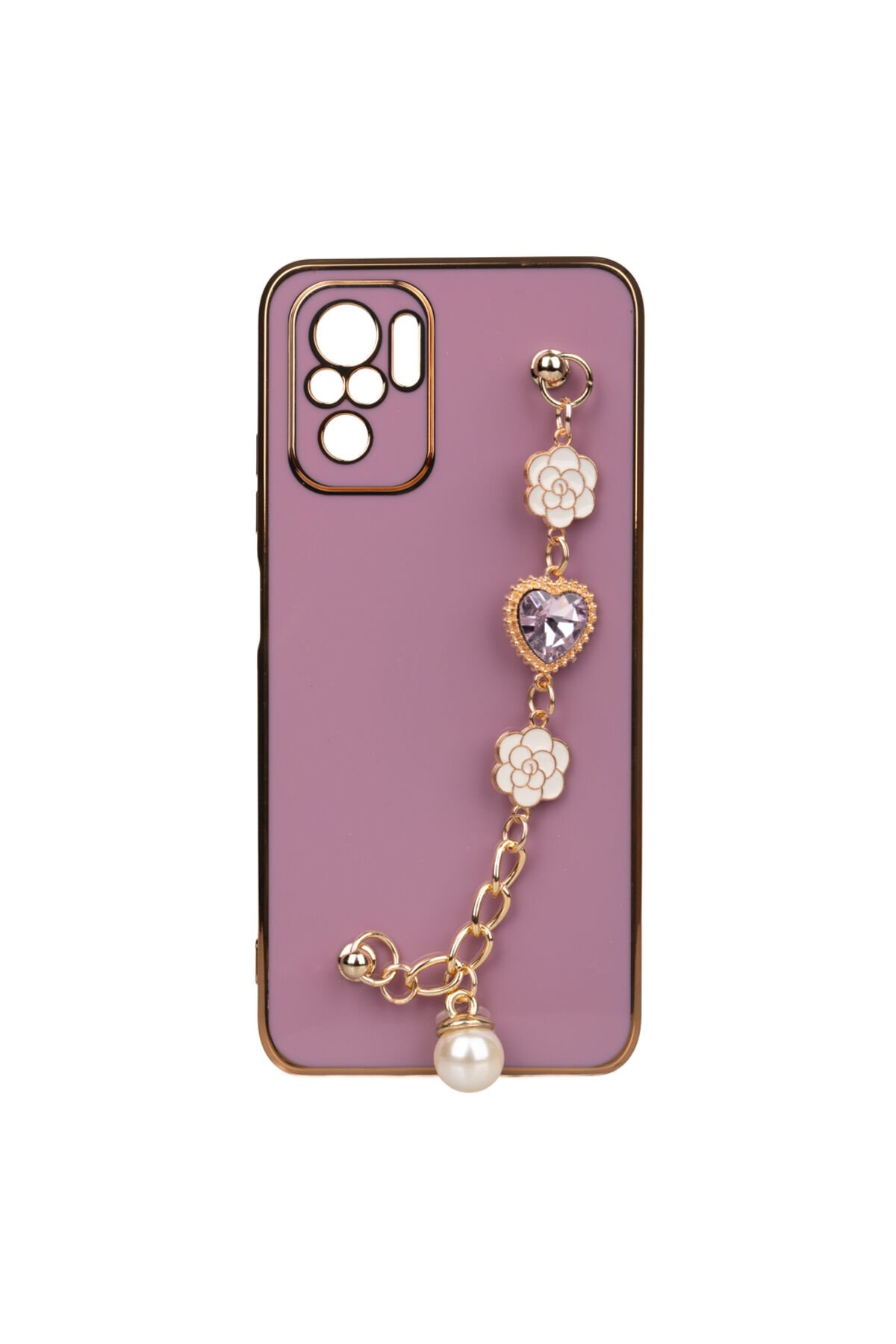 Poco M5S Kılıf El Tutamaçlı Kamera Korumalı BSAY Taka Silikon Kapak - Beyaz Mor