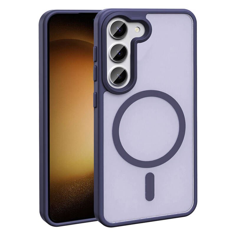 Galaxy S23 Kılıf M-safe Şarj Özellikli Mat Arka Yüzey Zore Sio Kılıf Mor