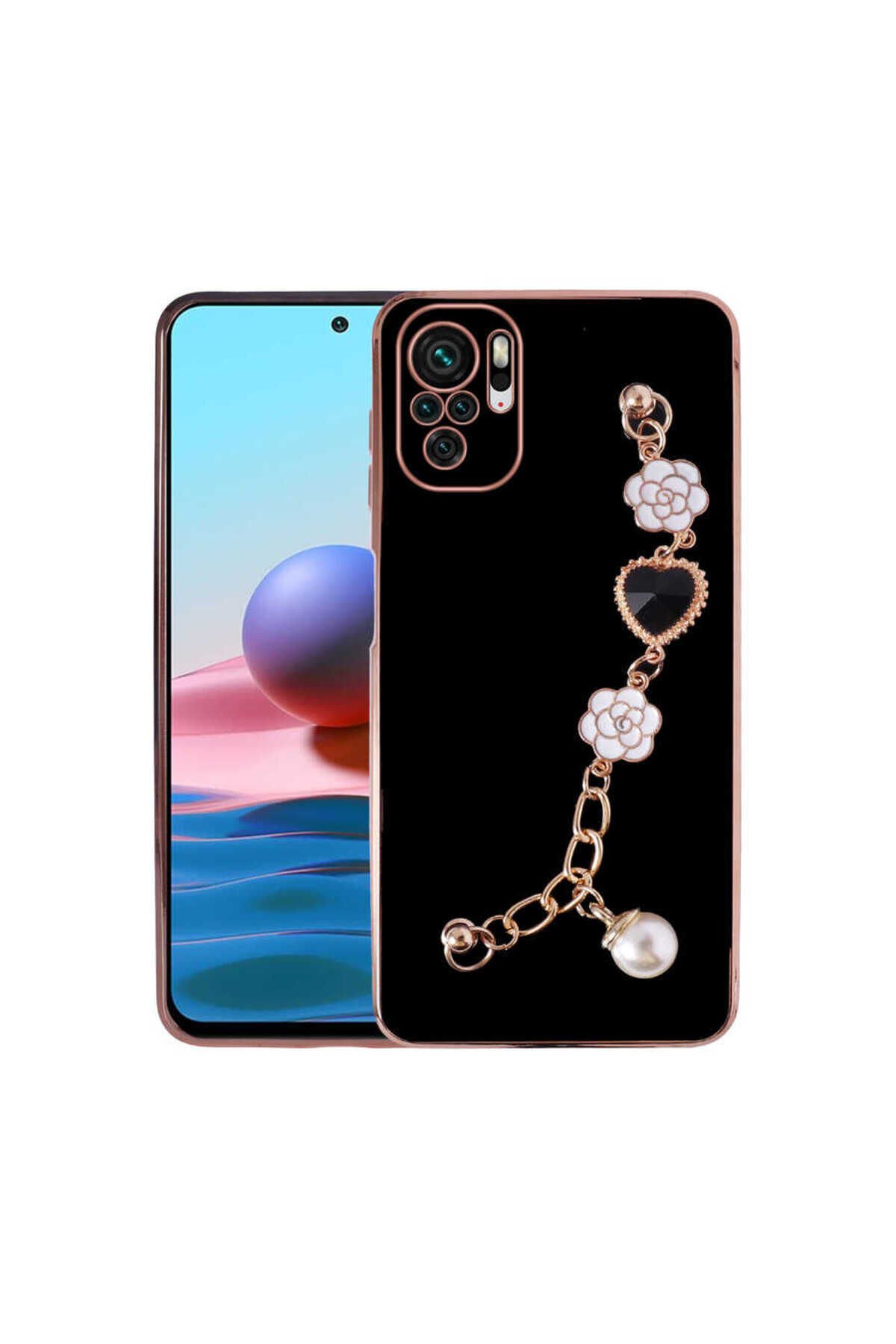 Poco M5S Kılıf El Tutamaçlı Kamera Korumalı BSAY Taka Silikon Kapak - Beyaz Pembe