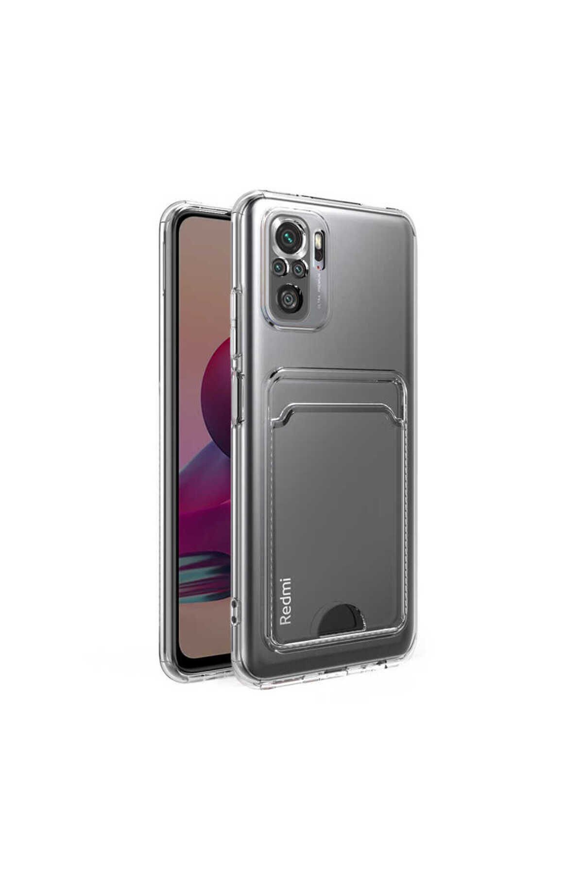 Poco M5S Kılıf Kartlıklı Şeffaf BSAY Setra Clear Silikon Kapak - Renksiz Renksiz