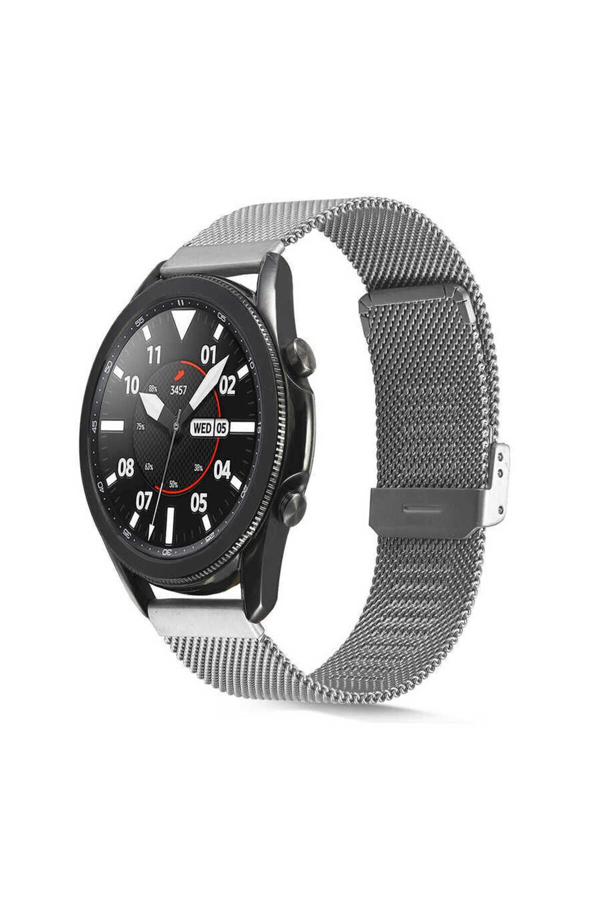 Galaxy Watch 46mm Uyumlu KRD-45 22mm Metal BSAY Kordon-Mavi Siyah