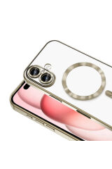 iPhone 16 Kılıf Kamera Korumalı Magsafe Wireless Şarj Özellikli Zore Demre Kapak - Desert Titanyum Rose Gold