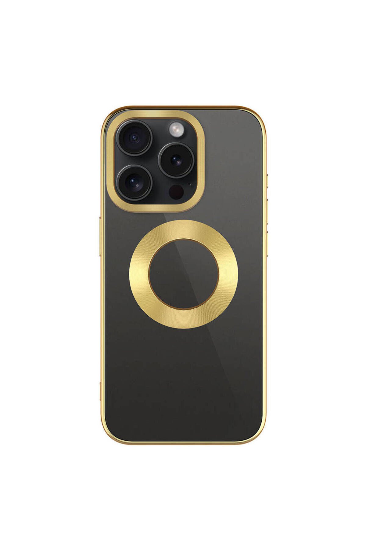 iPhone 15 Pro Uyumlu Tek Kamera Çerçeveli Logo Gösteren BSAY Omega Kılıf-Lacivert Rose Gold