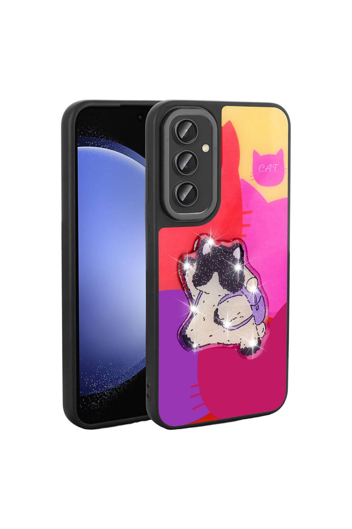 Galaxy A24 Kılıf Parlayan Kabartmalı İkonik Figürlü SBT Amas Silikon Kapak - Pembe Mor