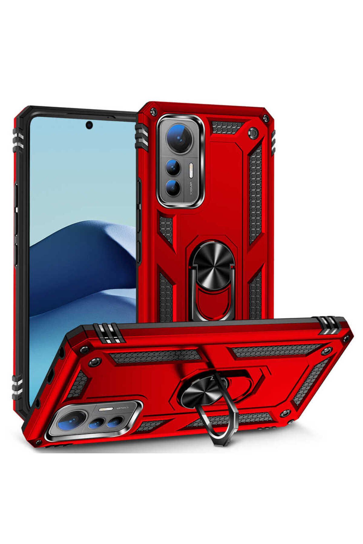 Mi 12 Lite Kılıf BSAY Vega Kapak - Siyah Kırmızı