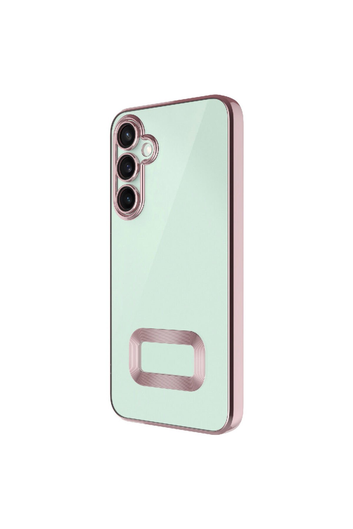 Galaxy S24 FE Kılıf Kamera Korumalı Logo Gösteren BSAY Omega Kapak - Rose Gold