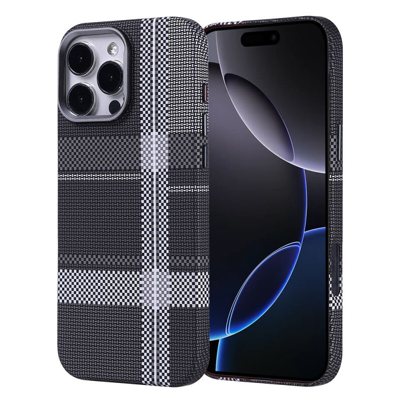 iPhone 16 Pro Kılıf M-safe Şarj Özellikli Karbon Fiber Görünümlü Zore Nekst Kılıf