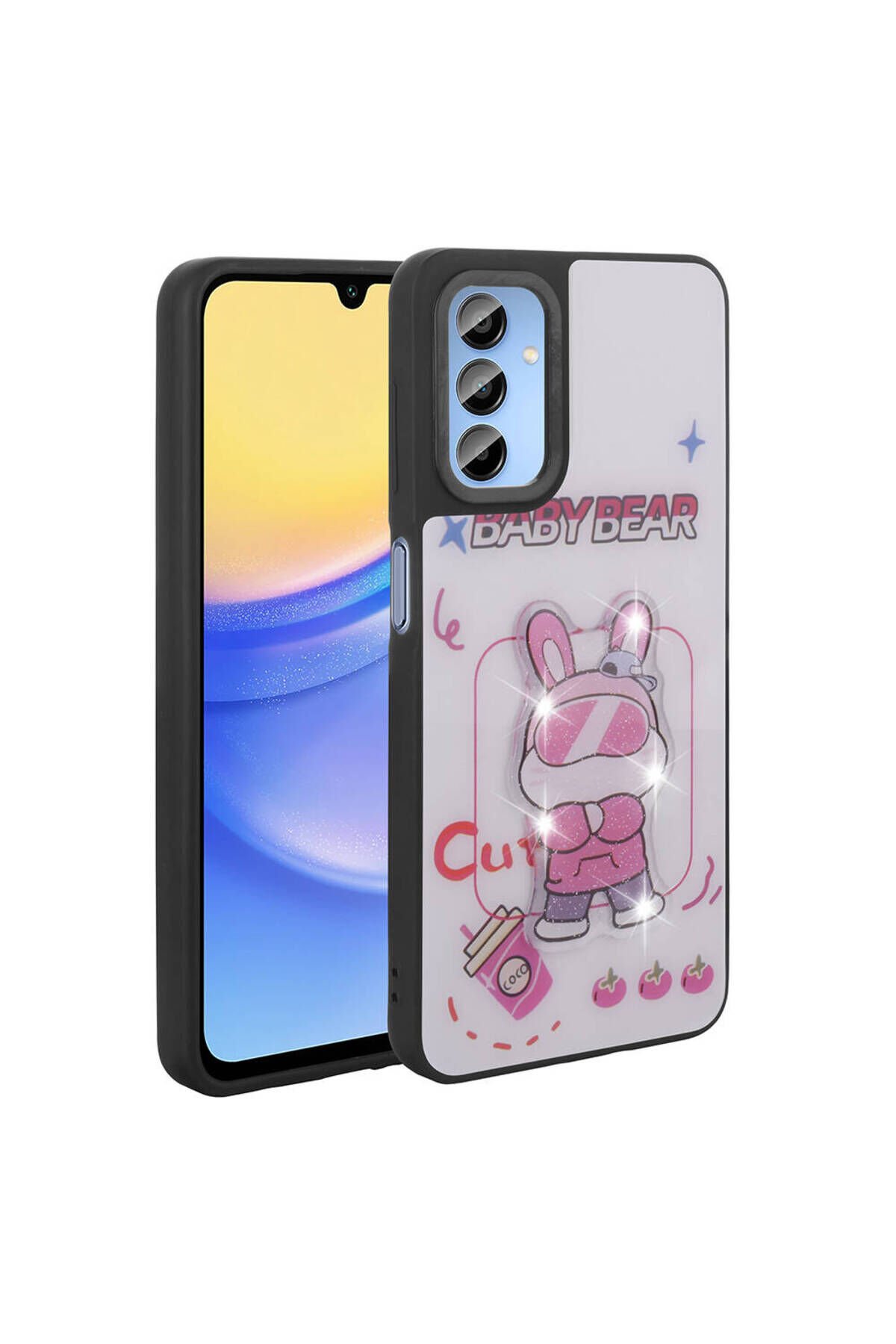 Galaxy A25 Kılıf Parlayan Kabartmalı İkonik Figürlü NXAR Amas Silikon Kapak - Beyaz Beyaz