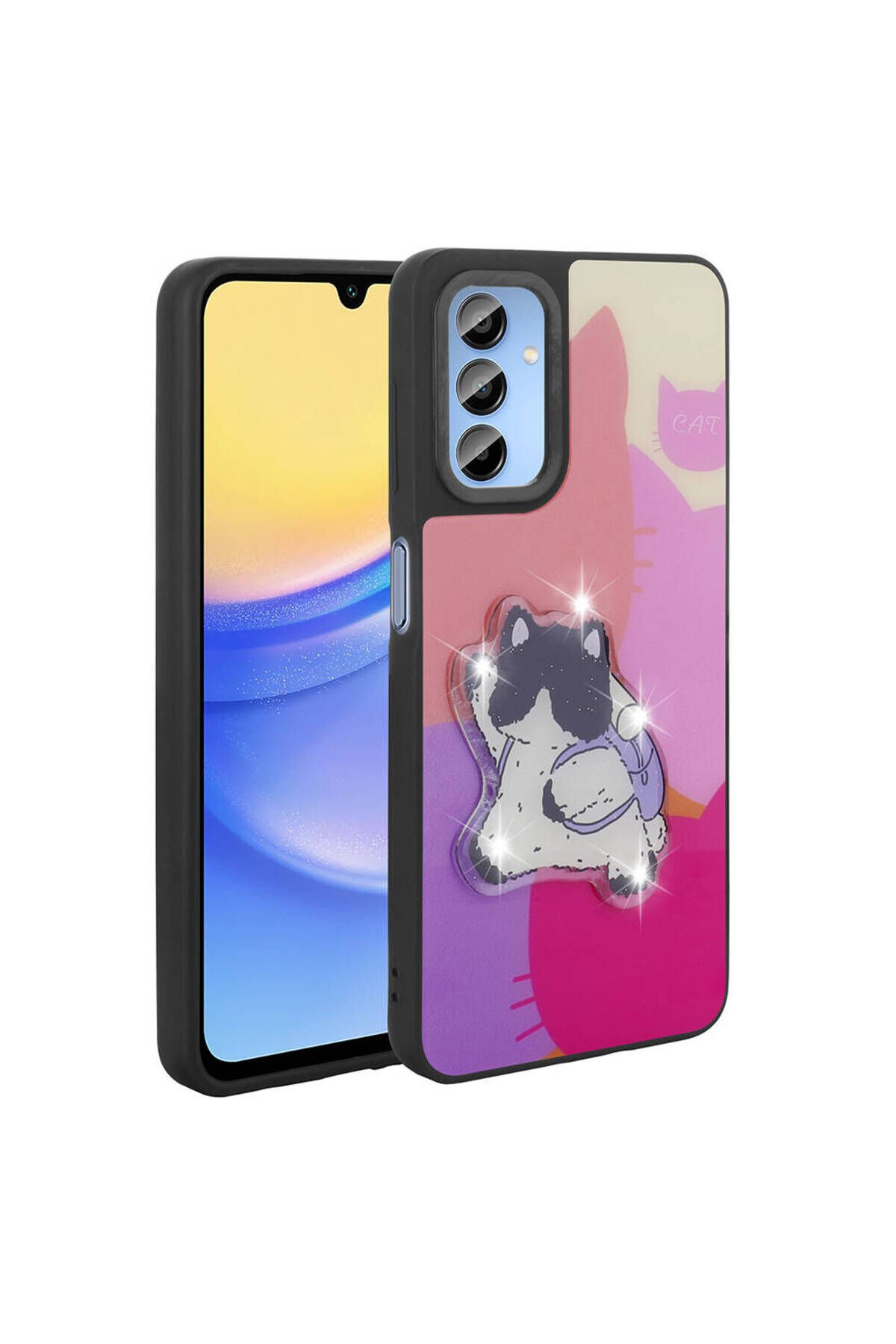 Galaxy A25 Kılıf Parlayan Kabartmalı İkonik Figürlü SHRP Amas Silikon Kapak - Mor Mor