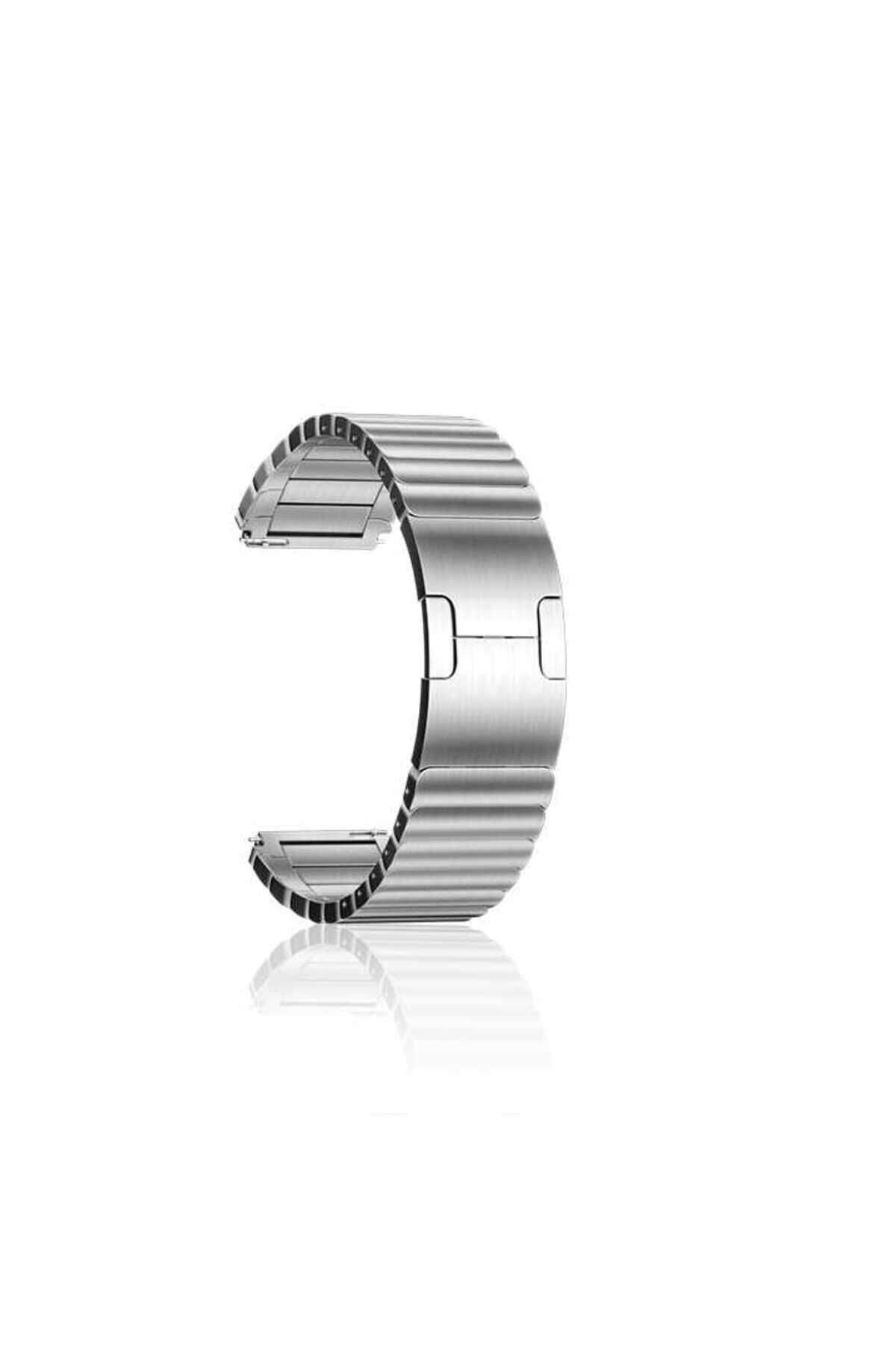 Huawei GT2 46mm Uyumlu KRD-35 22mm Metal BSAY Kordon-Siyah Gri