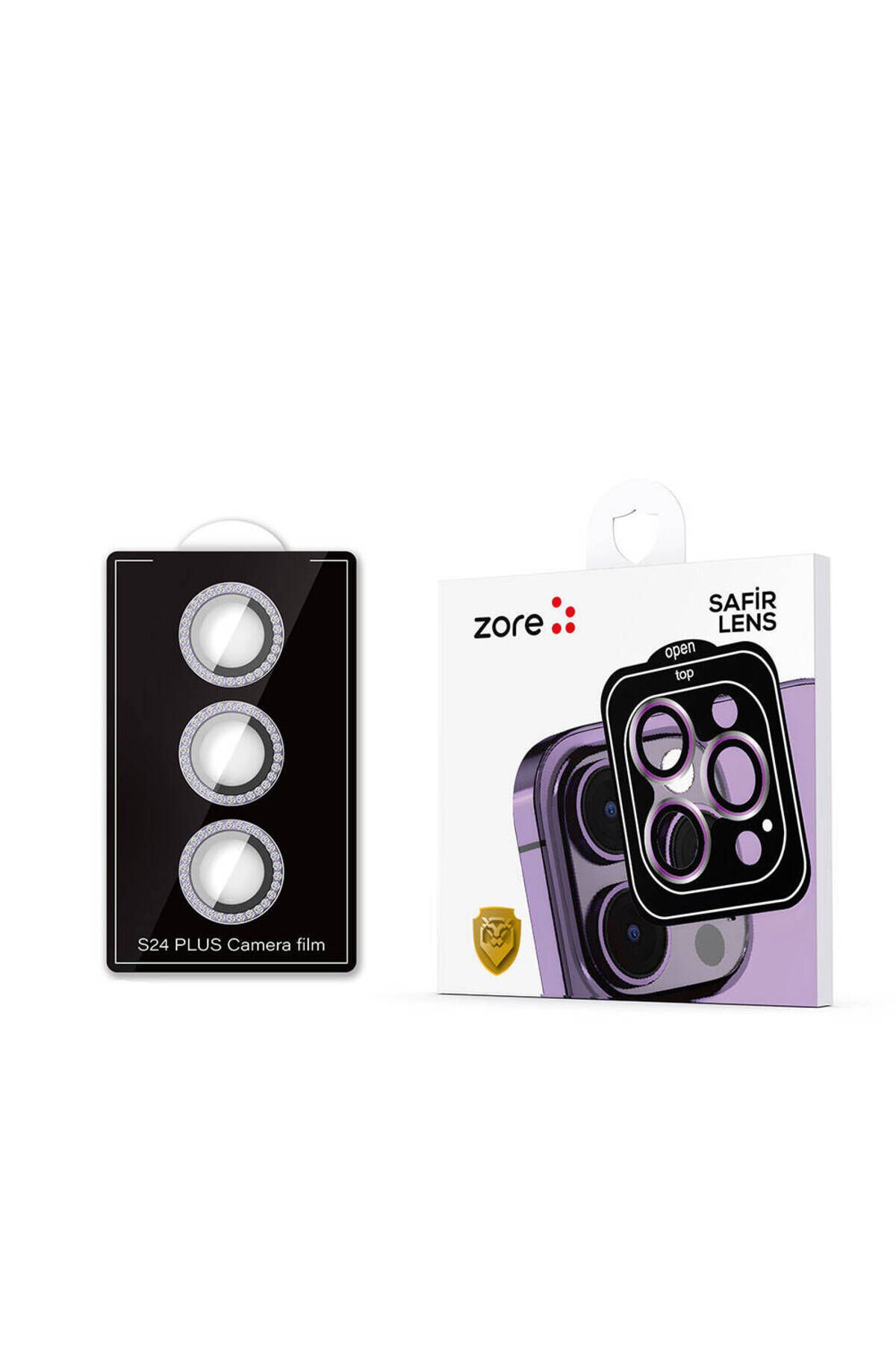 Galaxy S24 Plus BSAY Diamond Kamera Lens Koruyucu Cam Filmi-Sarı Mor