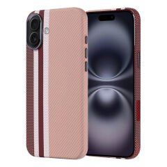 iPhone 16 Plus Kılıf M-safe Şarj Özellikli Karbon Fiber Görünümlü Zore Nekst Kılıf Gri