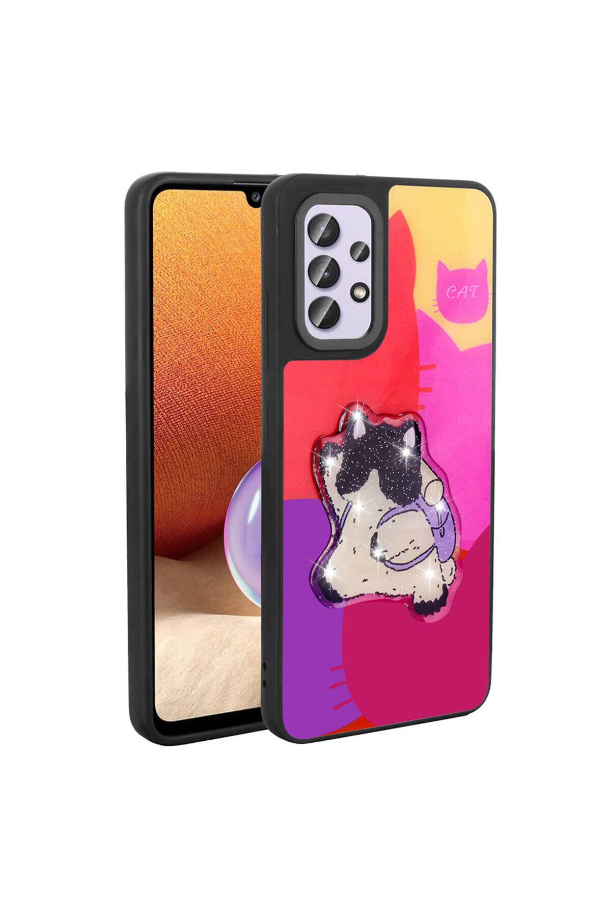 Galaxy A32 4G Kılıf Parlayan Kabartmalı İkonik Figürlü GZST Amas Silikon Kapak - Mor Mor