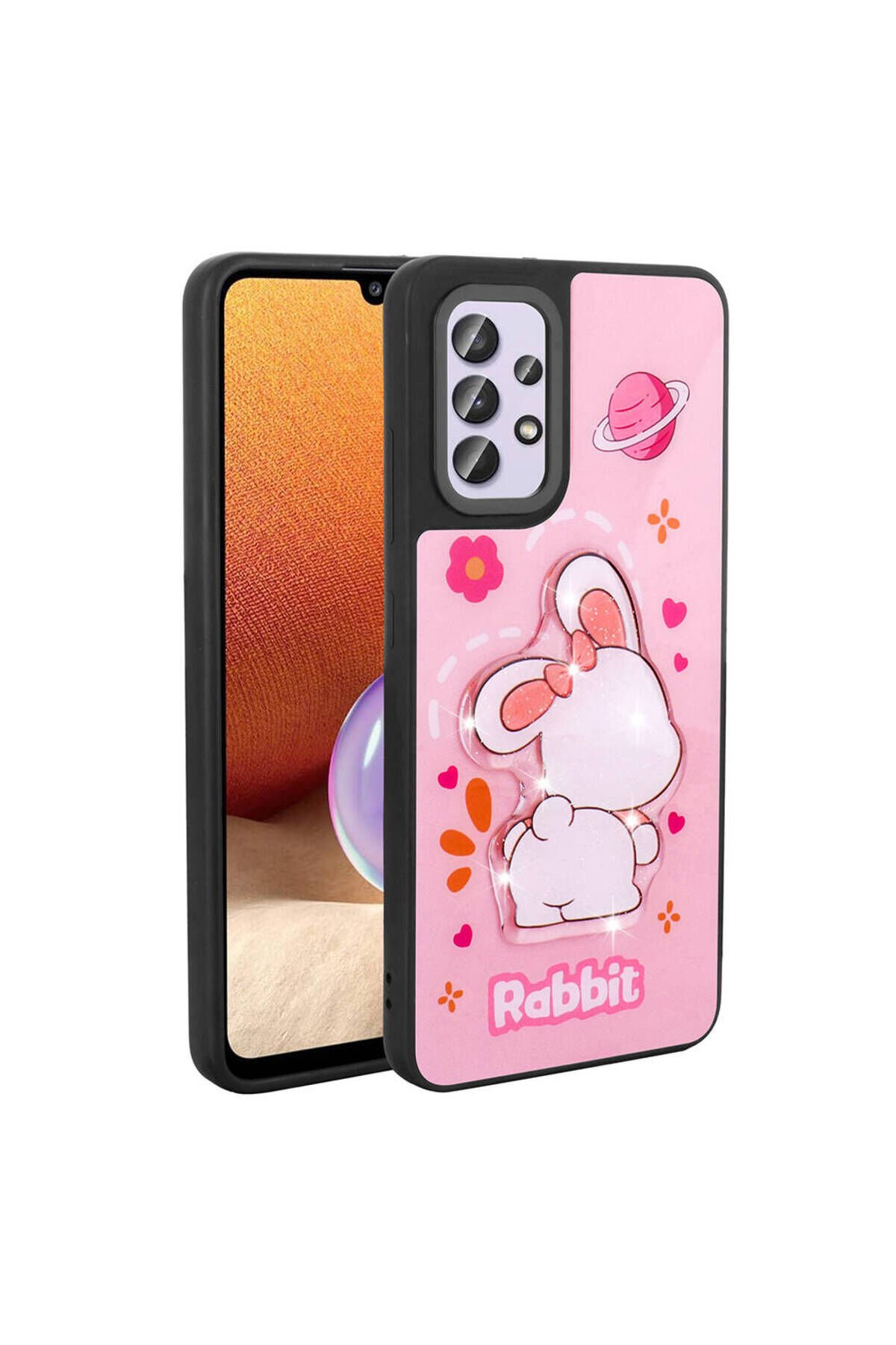 Galaxy A32 4G Kılıf Parlayan Kabartmalı İkonik Figürlü GZST Amas Silikon Kapak - Mor Mor